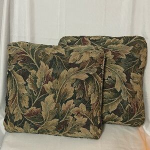 Leafs Tapestry Accent Pillows - Set of 2 Approx 14” x 14”